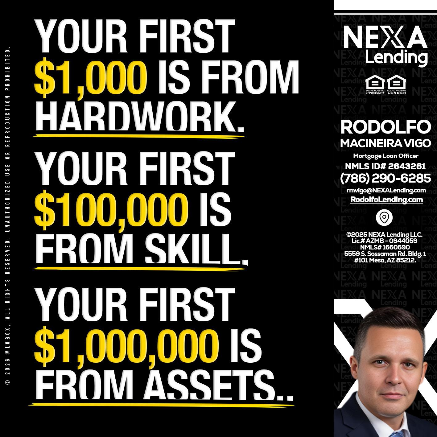 YOUR FIRST $1000 - Rodolfo Macineira Vigo -Mortgage Loan Officer