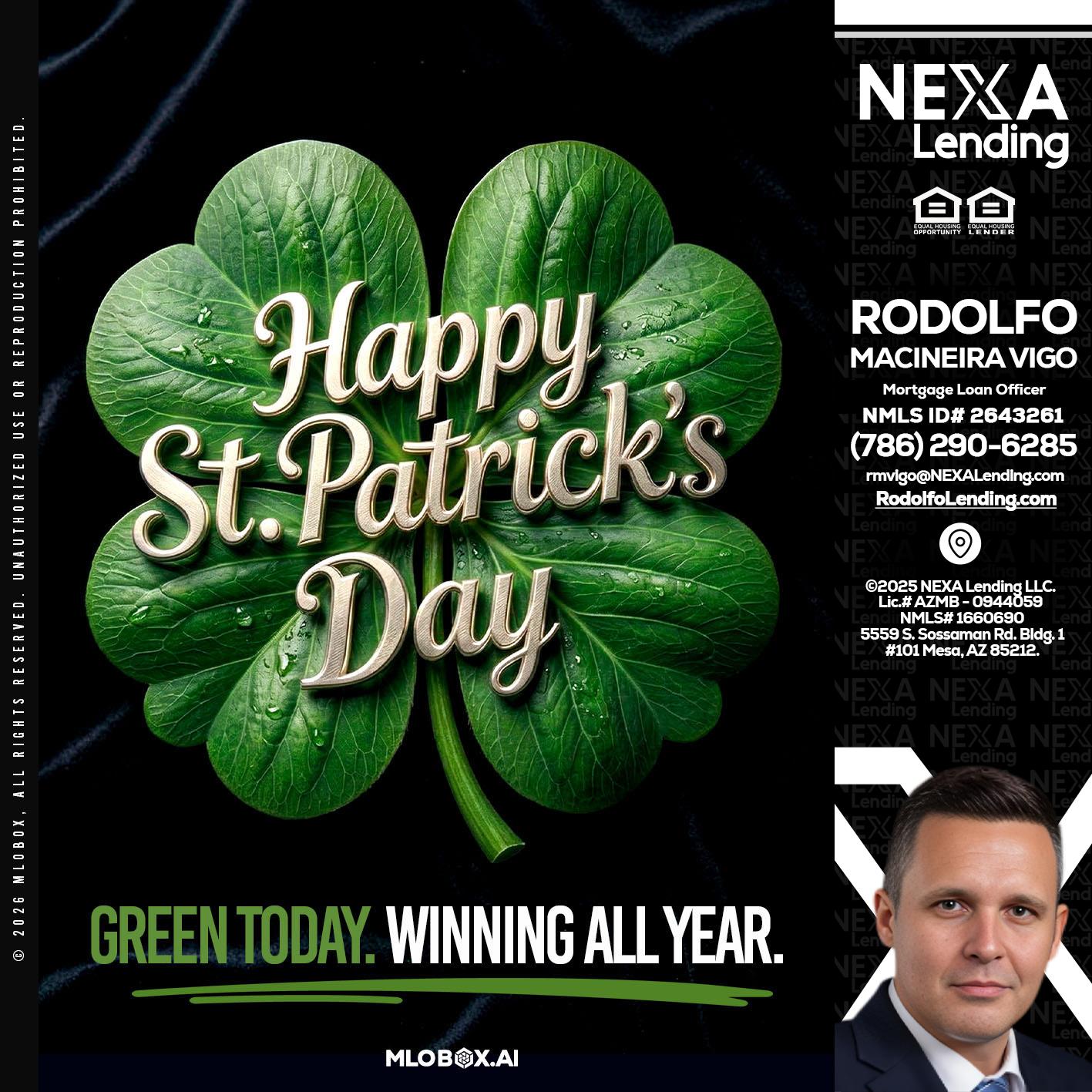 happy st. Patricks day - Rodolfo Macineira Vigo -Mortgage Loan Officer