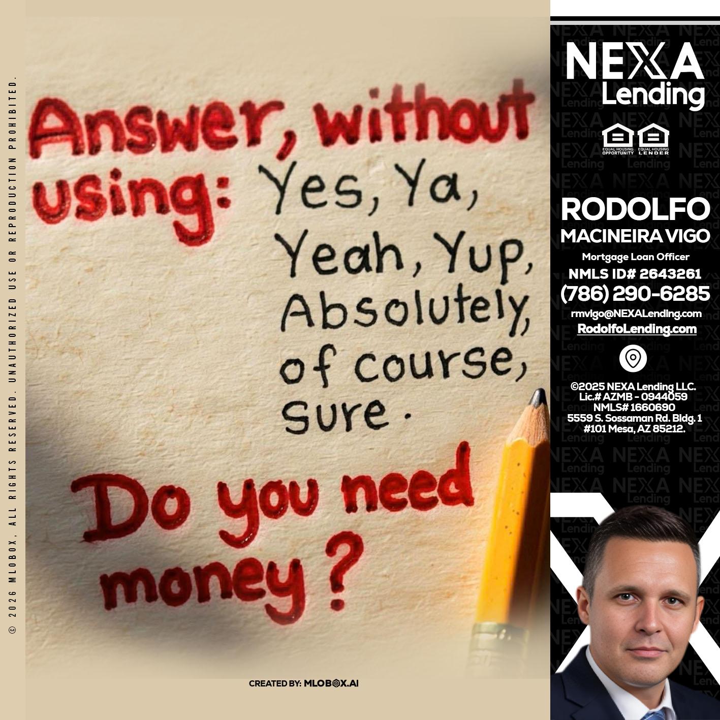 answer without - Rodolfo Macineira Vigo -Mortgage Loan Officer