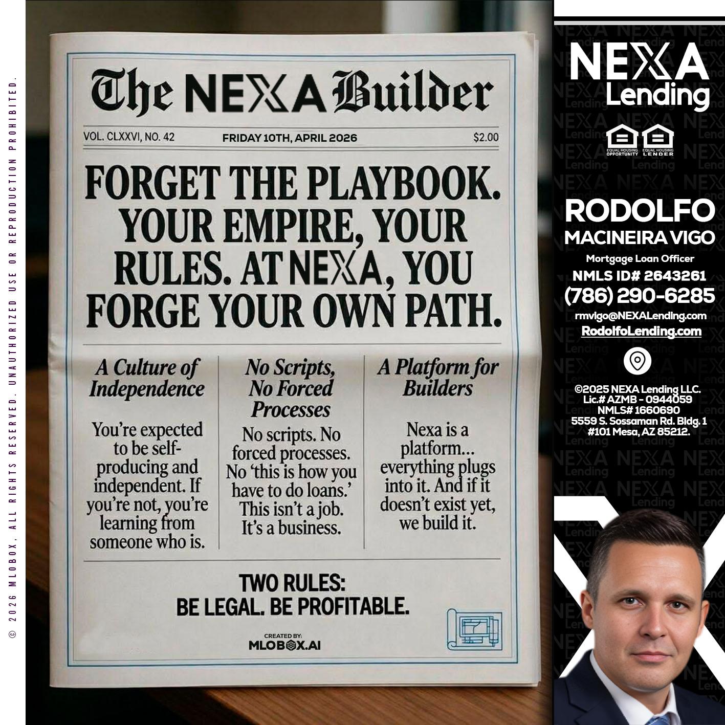 THE NEXA BUILDER - Rodolfo Macineira Vigo -Mortgage Loan Officer