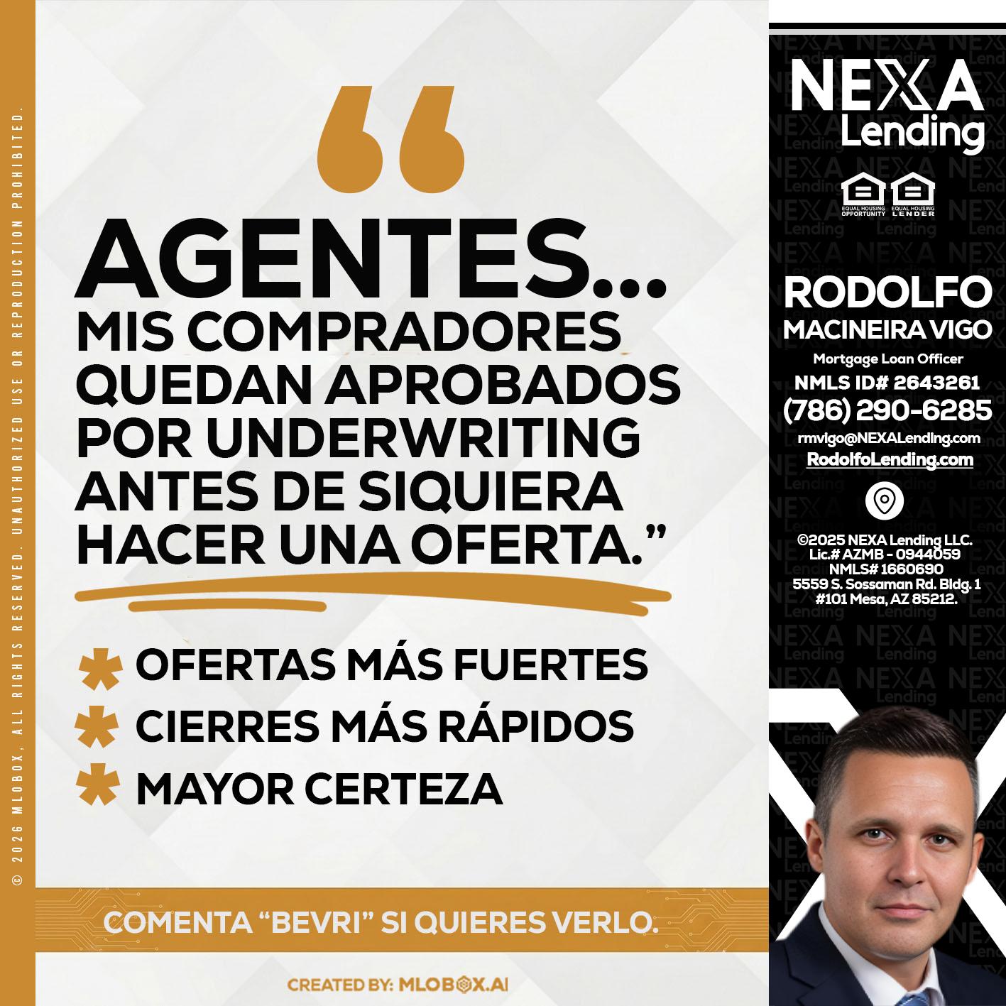 AGENTES - Rodolfo Macineira Vigo -Mortgage Loan Officer