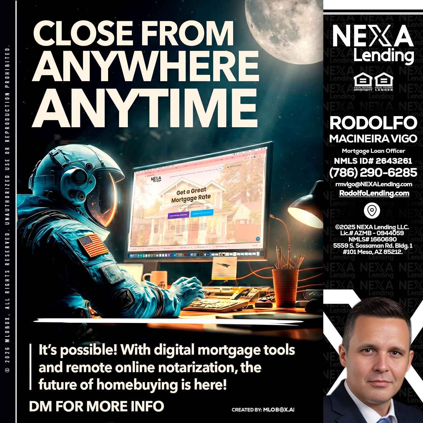 CLOSE FROM - Rodolfo Macineira Vigo -Mortgage Loan Officer