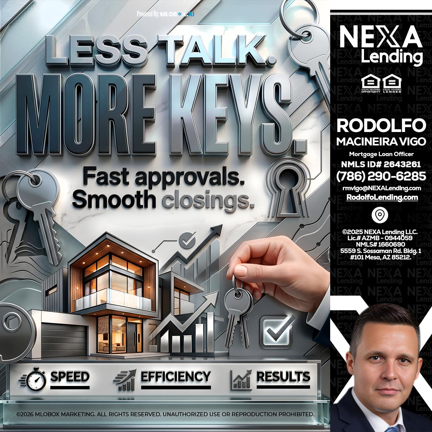 LESS TALK, MORE KEYS! - Rodolfo Macineira Vigo -Mortgage Loan Officer