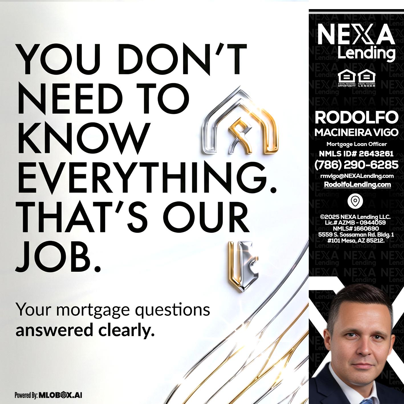 THAT IS OUR JOB - Rodolfo Macineira Vigo -Mortgage Loan Officer