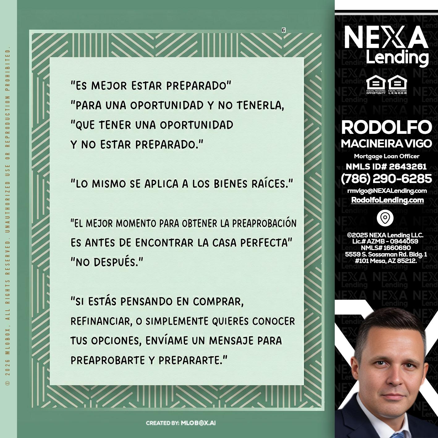 ES MEJOR ESTAR PREPARADO - Rodolfo Macineira Vigo -Mortgage Loan Officer