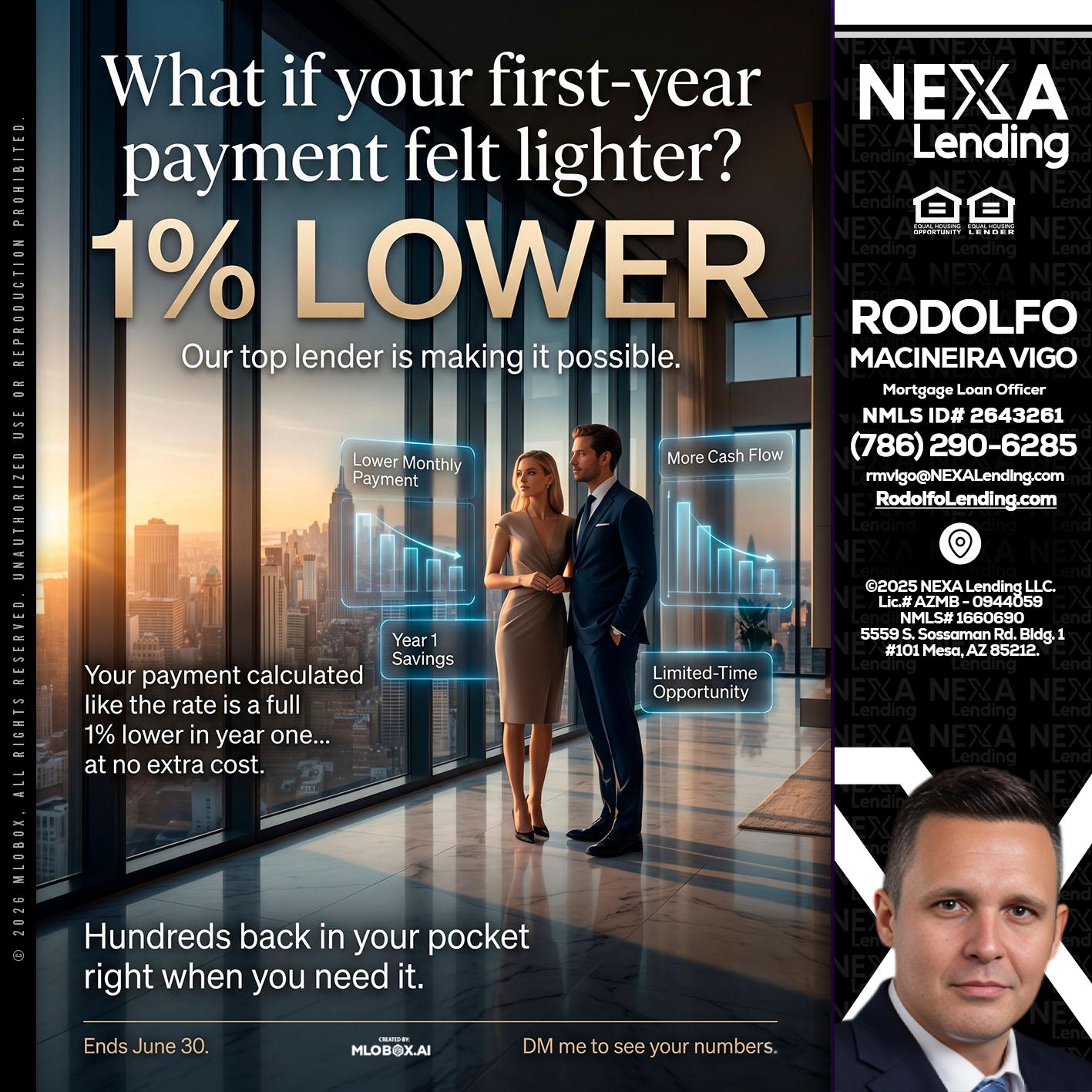 1% LOWER - Rodolfo Macineira Vigo -Mortgage Loan Officer