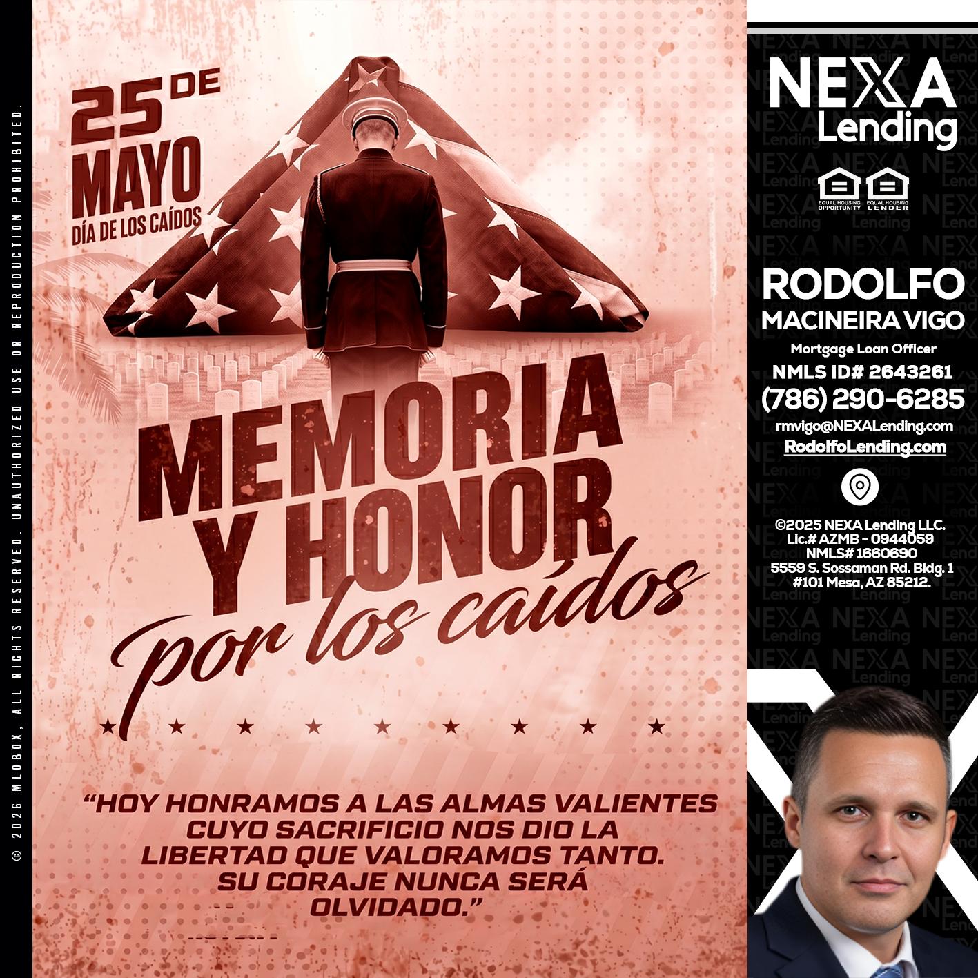 MEMORIA Y HONOR - Rodolfo Macineira Vigo -Mortgage Loan Officer